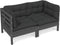 vidaXL - Tuinbank - 2-zits - met - antraciet - kussens - massief - grenenhout