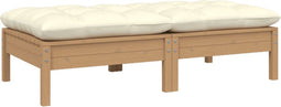 vidaXL - Tuinbank - 2-zits - met - crèmekleurige - kussens - massief - grenenhout