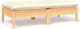 vidaXL - Tuinbank - 2-zits - met - crèmekleurige - kussens - massief - grenenhout