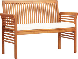 vidaXL - Tuinbank - 2-zits - met - kussen - 120 - cm - massief - acaciahout