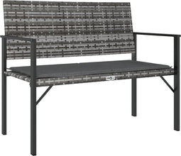 vidaXL - Tuinbank - 2-zits - met - kussen - poly - rattan - grijs