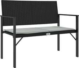 vidaXL - Tuinbank - 2-zits - met - kussen - poly - rattan - zwart