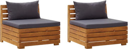 vidaXL - Tuinbank - 2-zits - met - kussens - massief - acaciahout