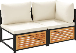 vidaXL - Tuinbank - 2-zits - met - kussens - massief - acaciahout