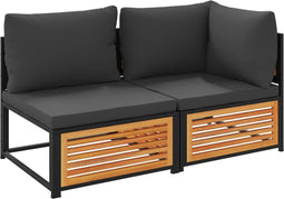 vidaXL - Tuinbank - 2-zits - met - kussens - massief - acaciahout