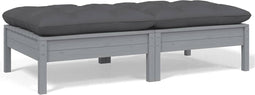 vidaXL - Tuinbank - 2-zits - met - kussens - massief - grenenhout - grijs