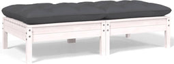vidaXL - Tuinbank - 2-zits - met - kussens - massief - grenenhout - wit