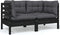 vidaXL - Tuinbank - 2-zits - met - kussens - massief - grenenhout - zwart