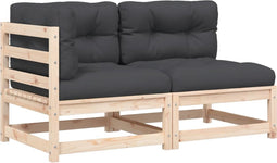 vidaXL - Tuinbank - 2-zits - met - kussens - massief - grenenhout