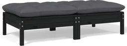 vidaXL - Tuinbank - 2-zits - met - kussens - massief - grenenhout - zwart