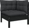 vidaXL - Tuinbank - 2-zits - met - kussens - massief - grenenhout - zwart