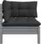 vidaXL - Tuinbank - 2-zits - met - kussens - massief - grenenhout - grijs
