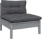 vidaXL - Tuinbank - 2-zits - met - kussens - massief - grenenhout - grijs