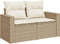 vidaXL - Tuinbank - 2-zits - met - kussens - poly - rattan - beige