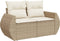 vidaXL - Tuinbank - 2-zits - met - kussens - poly - rattan - beige
