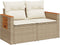 vidaXL - Tuinbank - 2-zits - met - kussens - poly - rattan - beige