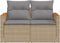 vidaXL - Tuinbank - 2-zits - met - kussens - poly - rattan - beige
