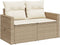 vidaXL - Tuinbank - 2-zits - met - kussens - poly - rattan - beige