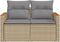 vidaXL - Tuinbank - 2-zits - met - kussens - poly - rattan - beige