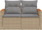 vidaXL - Tuinbank - 2-zits - met - kussens - poly - rattan - beige