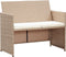 vidaXL - Tuinbank - 2-zits - met - kussens - poly - rattan - beige