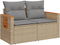 vidaXL - Tuinbank - 2-zits - met - kussens - poly - rattan - beige