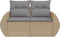 vidaXL - Tuinbank - 2-zits - met - kussens - poly - rattan - beige