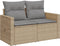 vidaXL - Tuinbank - 2-zits - met - kussens - poly - rattan - beige
