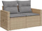 vidaXL - Tuinbank - 2-zits - met - kussens - poly - rattan - beige