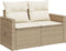 vidaXL - Tuinbank - 2-zits - met - kussens - poly - rattan - beige