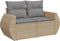 vidaXL - Tuinbank - 2-zits - met - kussens - poly - rattan - beige