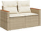 vidaXL - Tuinbank - 2-zits - met - kussens - poly - rattan - beige
