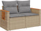 vidaXL - Tuinbank - 2-zits - met - kussens - poly - rattan - beige