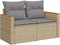 vidaXL - Tuinbank - 2-zits - met - kussens - poly - rattan - beige
