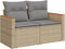 vidaXL - Tuinbank - 2-zits - met - kussens - poly - rattan - beige