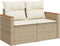 vidaXL - Tuinbank - 2-zits - met - kussens - poly - rattan - beige