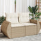 vidaXL - Tuinbank - 2-zits - met - kussens - poly - rattan - beige