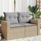 vidaXL - Tuinbank - 2-zits - met - kussens - poly - rattan - beige