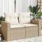vidaXL - Tuinbank - 2-zits - met - kussens - poly - rattan - beige