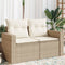 vidaXL - Tuinbank - 2-zits - met - kussens - poly - rattan - beige