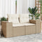 vidaXL - Tuinbank - 2-zits - met - kussens - poly - rattan - beige