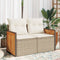 vidaXL - Tuinbank - 2-zits - met - kussens - poly - rattan - beige