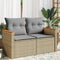 vidaXL - Tuinbank - 2-zits - met - kussens - poly - rattan - beige
