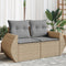 vidaXL - Tuinbank - 2-zits - met - kussens - poly - rattan - beige