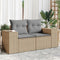 vidaXL - Tuinbank - 2-zits - met - kussens - poly - rattan - beige