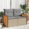 vidaXL - Tuinbank - 2-zits - met - kussens - poly - rattan - beige