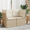 vidaXL - Tuinbank - 2-zits - met - kussens - poly - rattan - beige