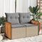 vidaXL - Tuinbank - 2-zits - met - kussens - poly - rattan - beige