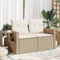 vidaXL - Tuinbank - 2-zits - met - kussens - poly - rattan - beige