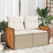 vidaXL - Tuinbank - 2-zits - met - kussens - poly - rattan - beige